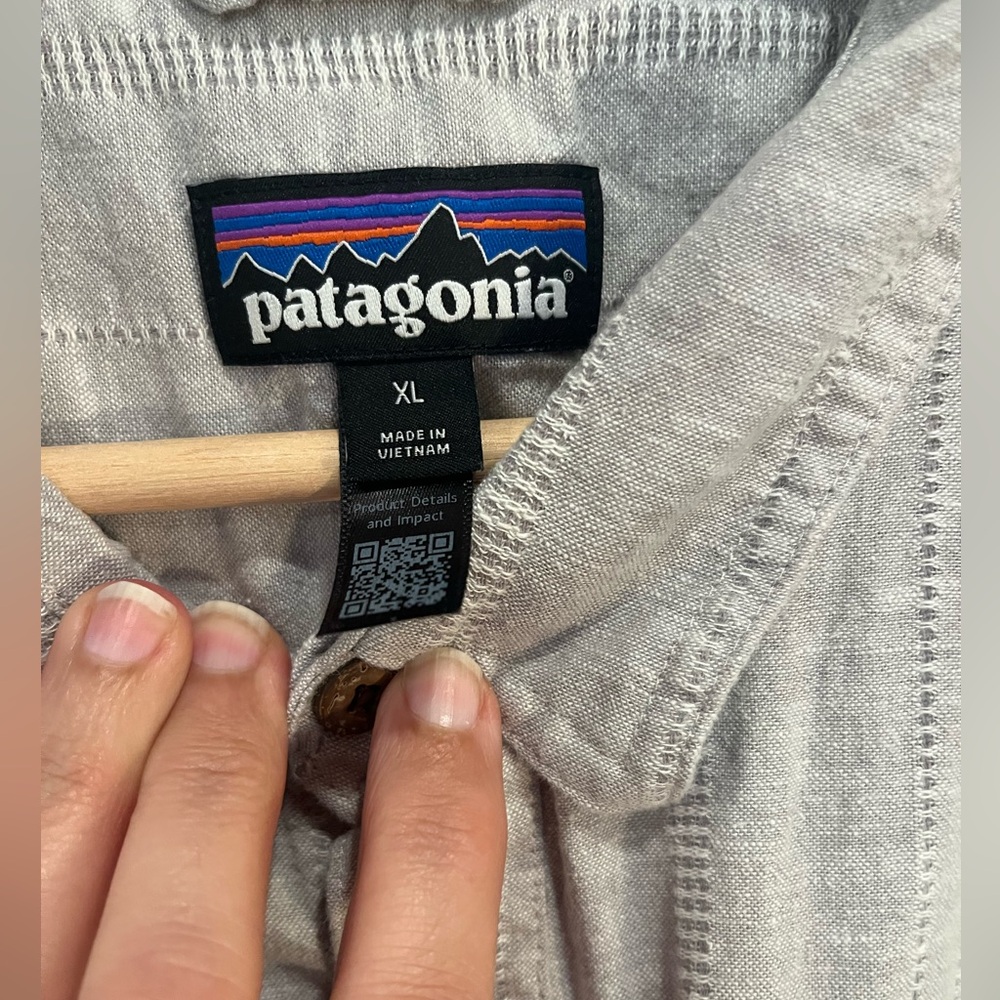 Patagonia Men's‎ Back Step Shirt Oatmeal color short sleeve hemp & cotton sz XL - Picture 3 of 9